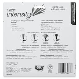 Bic Intensity Permanent Markers - Metallic Colors, Fine Tip, Set of 8, back of the packaging