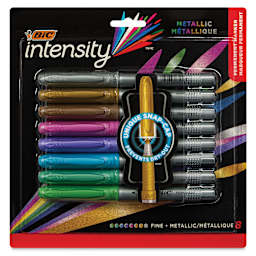 Bic Intensity Permanent Markers - Metallic Colors, Fine Tip, Set of 8, front of the packaging