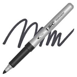 Bic Mark-It Color Collection Permanent Marker - Fine Point, Black marker and swatch
