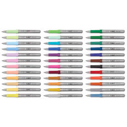Bic Intensity Permanent Markers - Assorted Colors, Ultra Fine Tip, Set of 36, laid out with caps off