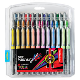 Bic Intensity Permanent Markers - Assorted Colors, Ultra Fine Tip, Set of 36, front of the packaging