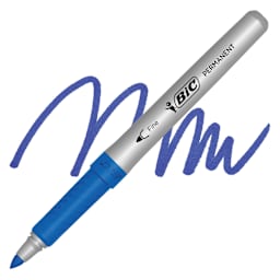 Bic Mark-It Color Collection Permanent Marker - Fine Point, Blue marker and swatch