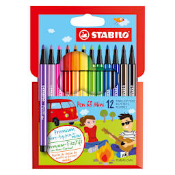 Stabilo Pen 68 Set - Set of 12, Mini Wallet, Assorted Colors