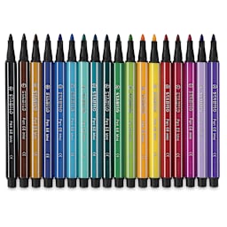 Stabilo Pen 68 Set - Components of Set of 18 Mini Pens shown upright and uncapped