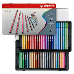 Stabilo Pen 68 Set - Set of 50, Tin Case, Assorted Colors
