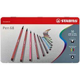 Stabilo Pen 68 Set - Set of 50, Tin Case, Assorted Colors front of package