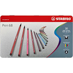 Stabilo Pen 68 Set - Set of 30, Tin Case, Assorted Colors