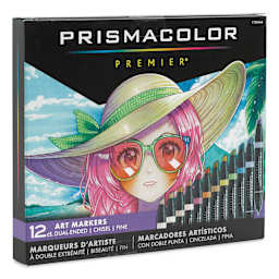 Prismacolor Premier Dual-Ended Art Marker Set - Manga, Set of 12 (front of box)