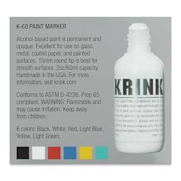Krink K-60 Paint Markers - Set of 6 (back of package)
