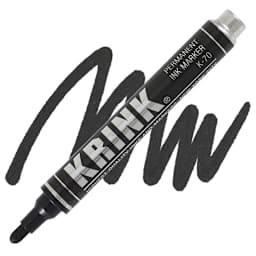 KRINK K-70 Permanent Ink Marker - Black, Bullet Tip marker and swatch