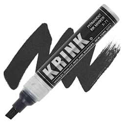 KRINK K-71 Permanent Ink Marker - Black, Chisel Tip marker and swatch