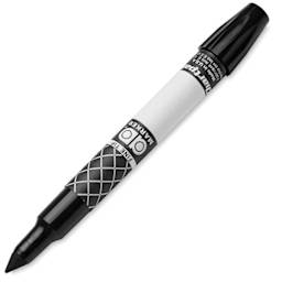 Chartpak Fine Tip Ad Markers - Single black marker shown at angle and uncapped
