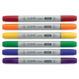 Copic Ciao Double Ended Marker Set - Primary Colors, Set of 6 (set contents with caps on)