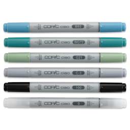 Copic Ciao Double Ended Marker Set - Sea Colors, Set of 6 (set contents with caps on)