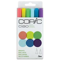 Copic Ciao Double Ended Marker Set - Bright Colors, Set of 6