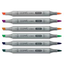 Copic Ciao Double Ended Marker Set - Pastel Colors, Set of 6 (set contents with caps off)