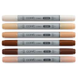 Copic Ciao Double Ended Marker Set - Portrait Colors, Set of 6, caps on