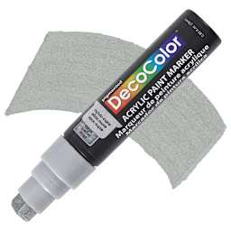 Decocolor Acrylic Jumbo Paint Marker - Silver marker and swatch