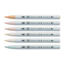 Kuretake Zig Clean Color Real Brush Pens - Portrait Colors I, Set of 6 (set contents)