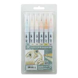 Kuretake Zig Clean Color Real Brush Pens - Portrait Colors I, Set of 6 (front of package)