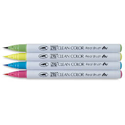 Zig Clean Color Real Brush Pen Set - Components of Pop Colors Set of 4 