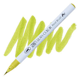 Kuretake Zig Clean Color Real Brush Pen - Smokey Yellow pen and swatch