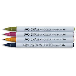 Zig Clean Color Real Brush Pen Set - Components of Deep Colors Set of 4 