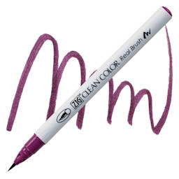 Kuretake Zig Clean Color Real Brush Pen - Deep Red Grape pen and swatch