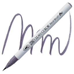 Kuretake Zig Clean Color Real Brush Pen - Purplish Gray pen and swatch