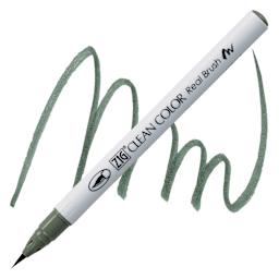 Kuretake Zig Clean Color Real Brush Pen - Green Gray pen and swatch