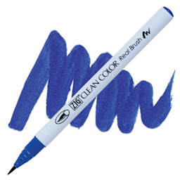 Kuretake Zig Clean Color Real Brush Pen - Blue pen and swatch