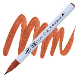 Kuretake Zig Clean Color Real Brush Pen - Brown pen and swatch