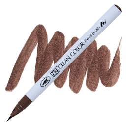 Kuretake Zig Clean Color Real Brush Pen - Dark Brown pen and swatch