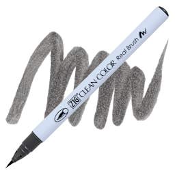 Kuretake Zig Clean Color Real Brush Pen - Dark Gray pen and swatch