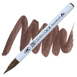 Kuretake Zig Clean Color Real Brush Pen - Deep Brown pen and swatch