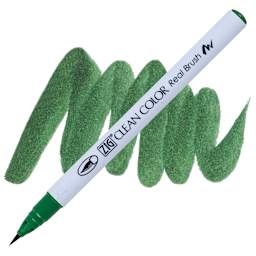 Kuretake Zig Clean Color Real Brush Pen - Deep Green pen and swatch