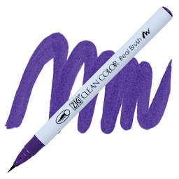 Kuretake Zig Clean Color Real Brush Pen - Deep Violet pen and swatch