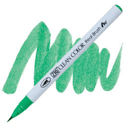 Kuretake Zig Clean Color Real Brush Pen - Emerald Green pen and swatch