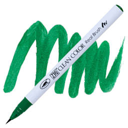 Kuretake Zig Clean Color Real Brush Pen - Green pen and swatch
