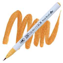 Kuretake Zig Clean Color Real Brush Pen - Mustard pen and swatch
