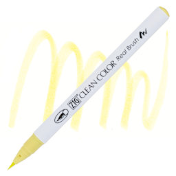 Kuretake Zig Clean Color Real Brush Pen - Pale Yellow pen and swatch