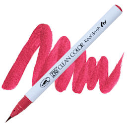 Kuretake Zig Clean Color Real Brush Pen - Wine Red pen and swatch