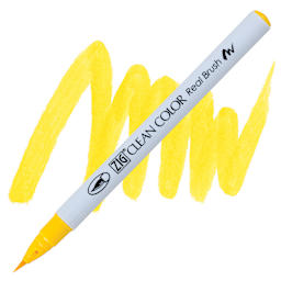 Kuretake Zig Clean Color Real Brush Pen - Yellow pen and swatch