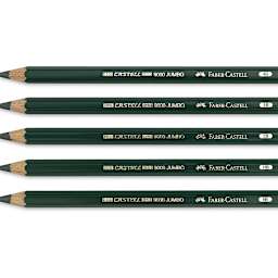 Faber Castell 9000 Jumbo Pencils - 5 pencils shown horizontally
