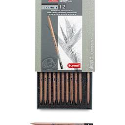 Graphite Pencils - Components of Set of 12 shown in slightly open package with one removed