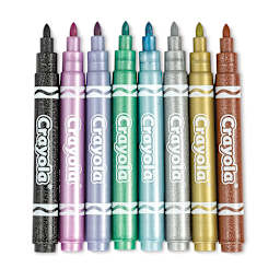 Crayola Metallic Markers - Component markers of set of 8 shown open and upright