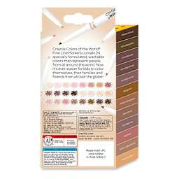 Crayola Colors of the World Washable Fine Line Markers - Set of 24 (back of package)