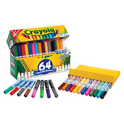 Crayola Washable Broad Line Markers - Set of 64, markers laid out