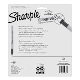 Sharpie Clear View Highlighters - Set of 12, Assorted Colors, Stick Style, back of packaging