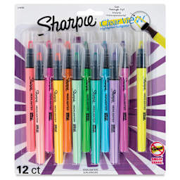 Sharpie Clear View Highlighters - Set of 12, Assorted Colors, Stick Style, front of packaging